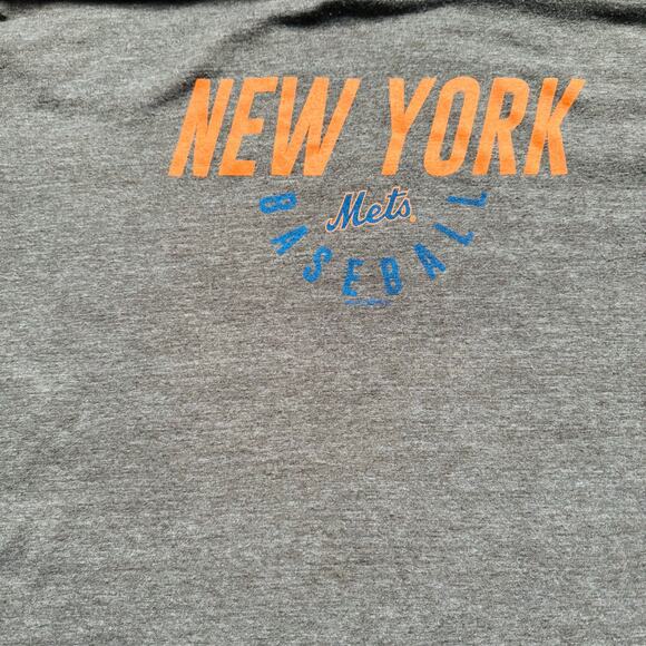 MLB New York Mets Baseball New Era Long Sleeve Hoodie Grey Tee Shirt Sz XL VTG - Picture 3 of 8